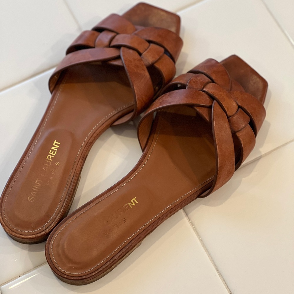 Saint Laurent Tribute Sandals - tan sz 36